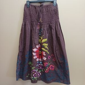 SUNDRESS Swim Suit Cover Up Brown with Floral Design